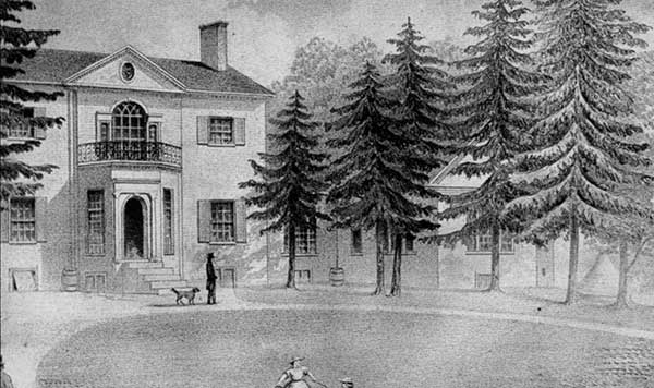 1800s engraving of the Ashland Main Residence.