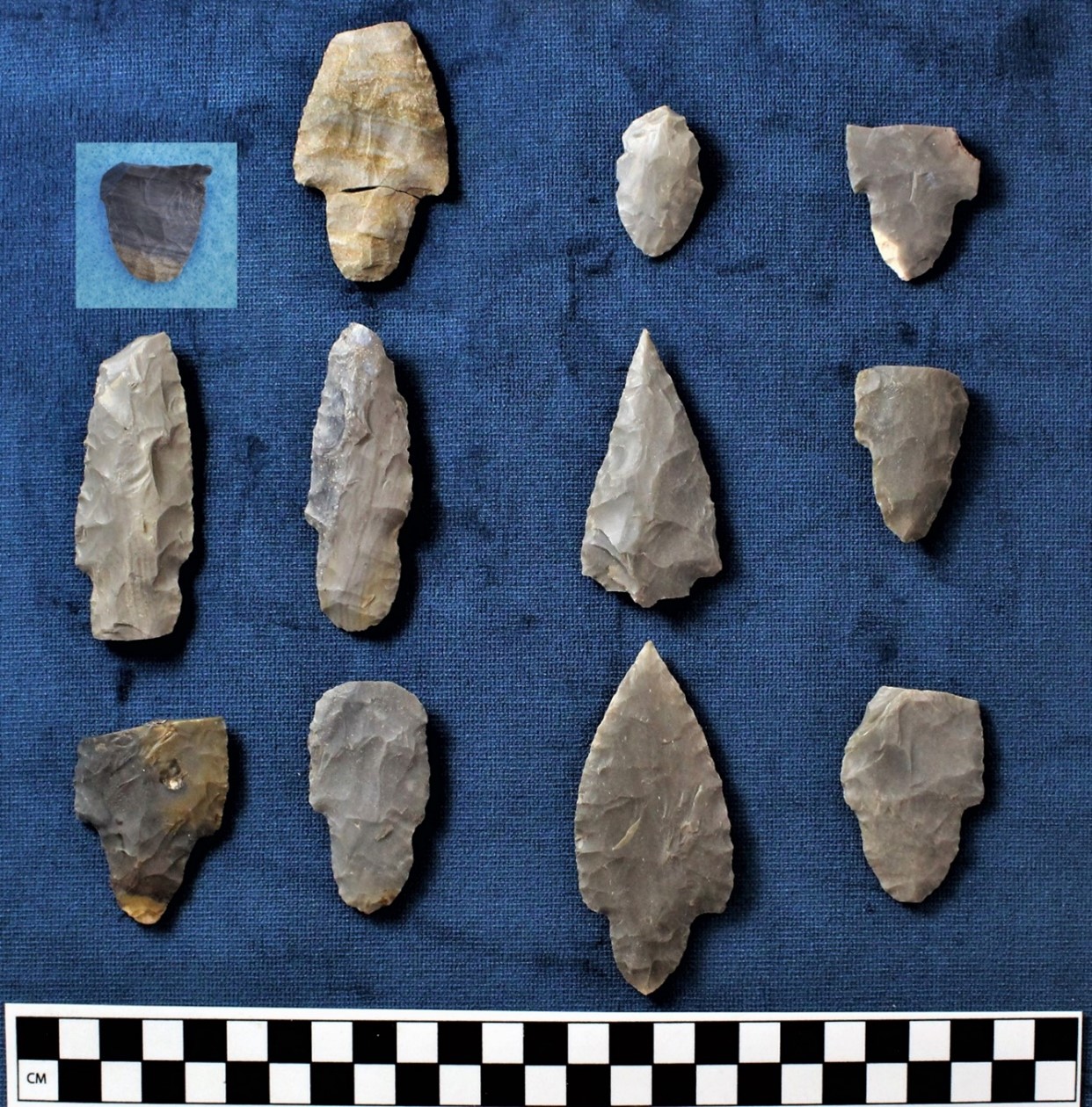 Adena Stemmed projectile points and hafted knives from Cradven Crawdad