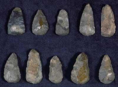 Triangular chipped stone endscrapers.