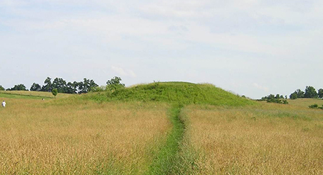 The burial mound located about 300 feet west of the Evans site.