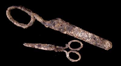 Scissors from a slave house pit cellar.