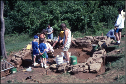 Archaeologists document a slave house foundation at Locust Grove.