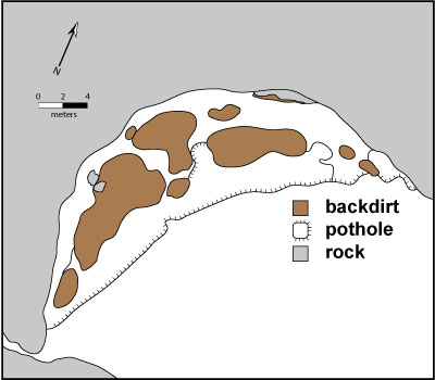Map of site showing extensive looting.