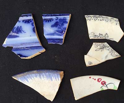 Decorated ceramics recovered from the huts.