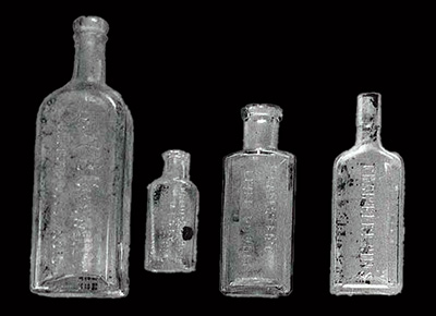 Patent medicine bottles.