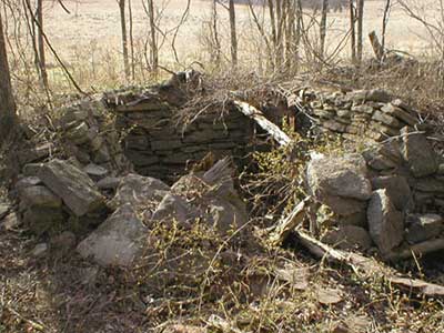 One of several house cellars documented at the site.