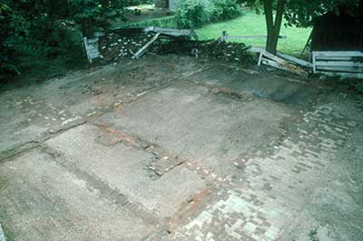 Foundations of the detached kitchen, built behind the main house between 1837 and 1855.