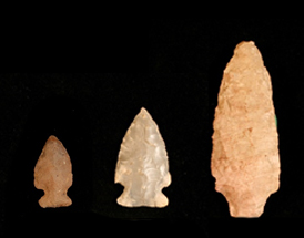 Merom-Trimble, Brewerton, and McWhinney spear points (from left to right).