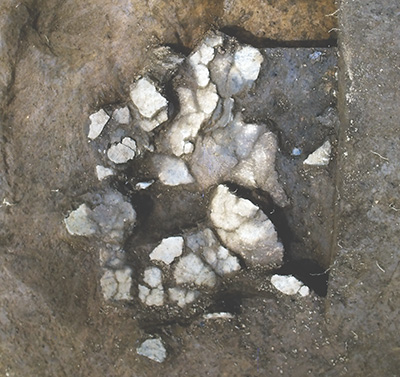 Fragments of broken ceramic jars.