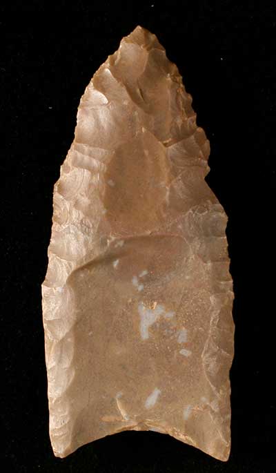 Clovis spear point found in Webster County, Kentucky.