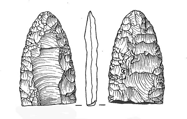 Broken Clovis point from the Adams site (Sanders 1983:140).