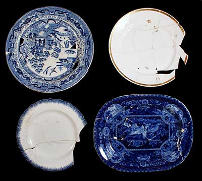 Plates and platters recovered from the privy.