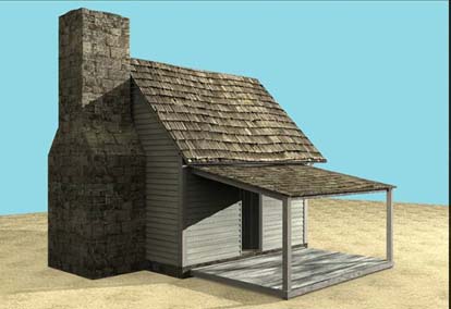 Digital reconstruction of the Farmington slave house.