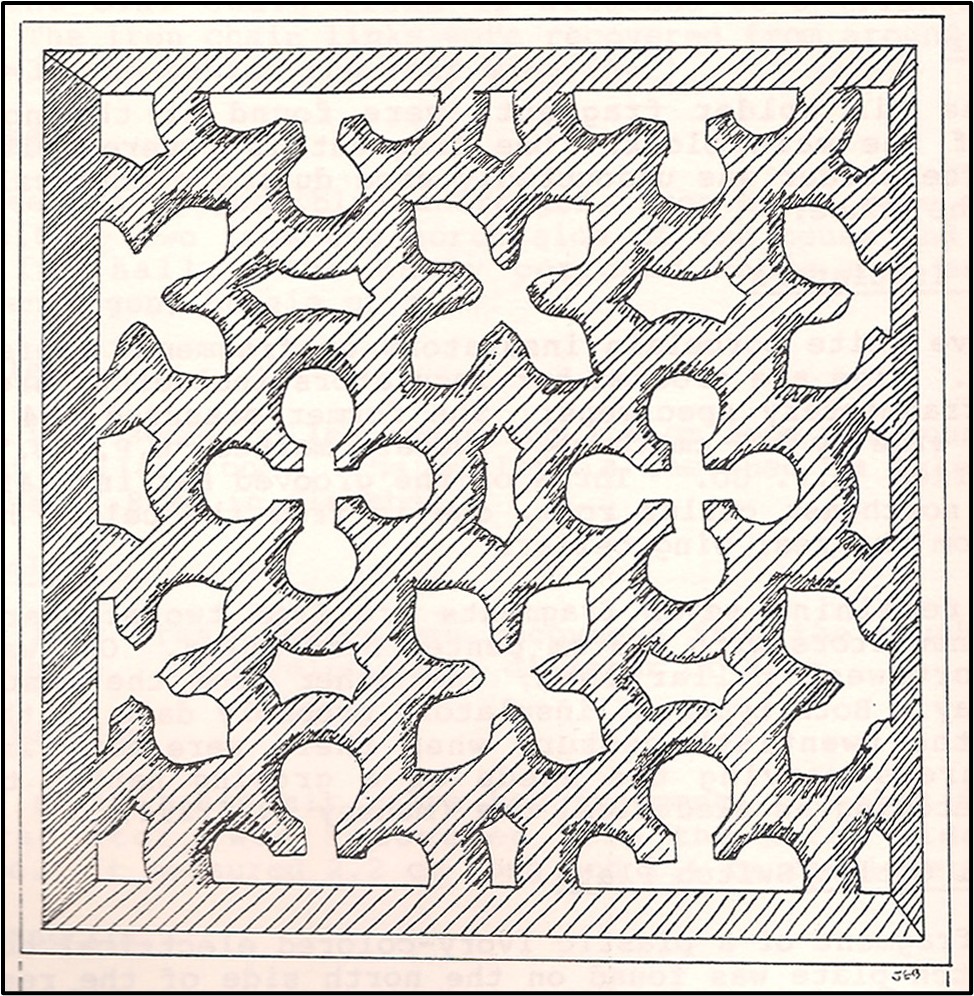 Drawing of a drainage grate found under the cellar floor.