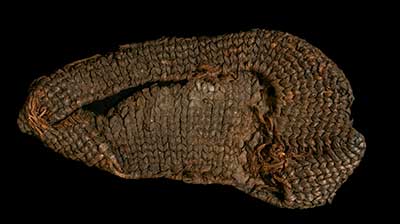 Example of a Native American textile slipper recovered from Mammoth Cave.