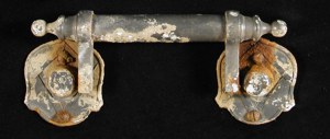 Alloy lead handle associated with Gilmore's coffin.