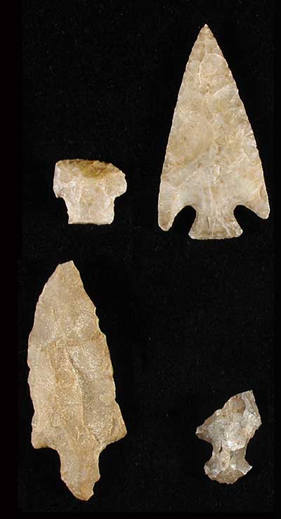 Late Archaic spear points recovered from Raised Spirits Rockshelter.