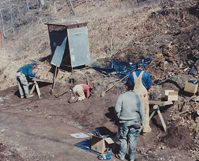 Archaeologists investigate the Shop Hollow Dump site