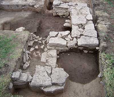 Foundation of the detached kitchen.