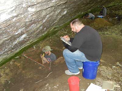Eastern Kentucky University students document intact deposits.